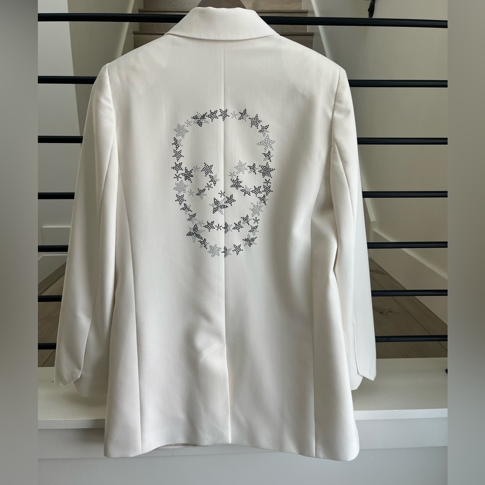 Zadig and Voltaire white embellished blazer